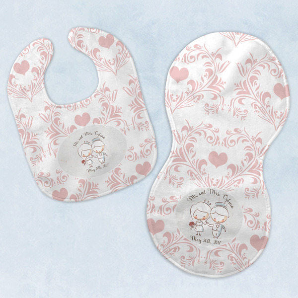 Custom Wedding People Baby Bib & Burp Set w/ Couple's Names