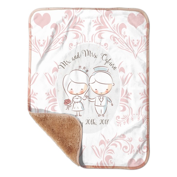 Custom Wedding People Sherpa Baby Blanket - 30" x 40" w/ Couple's Names