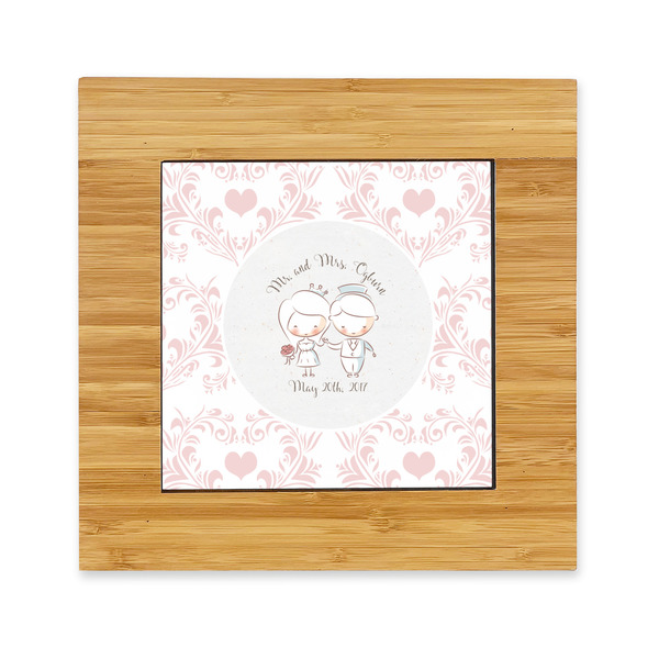 Custom Wedding People Bamboo Trivet with Ceramic Tile Insert (Personalized)
