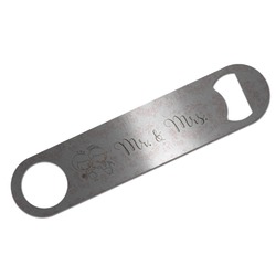 Wedding People Bar Bottle Opener - Silver w/ Couple's Names