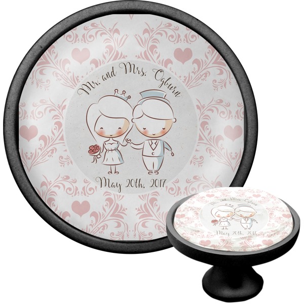 Custom Wedding People Cabinet Knob (Black) (Personalized)