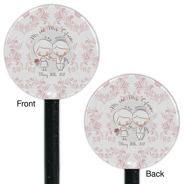 Wedding People Black Plastic 5.5" Stir Stick - Double Sided - Round - Front & Back