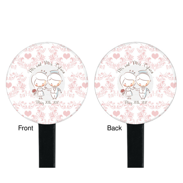 Wedding People Black Plastic 7" Stir Stick - Double Sided - Round - Front & Back