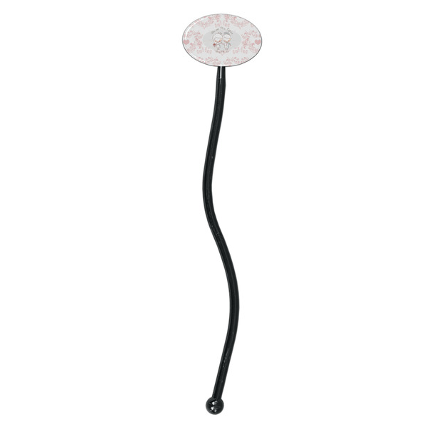 Wedding People Black Plastic 7" Stir Stick - Oval - Single Stick