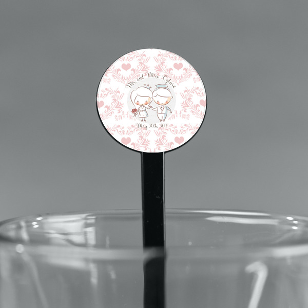 Wedding People Black Plastic 7" Stir Stick - Round - Main