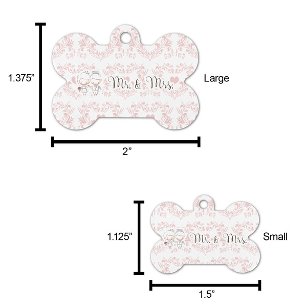 Wedding People Bone Shaped Dog ID Tag - Large - Scale