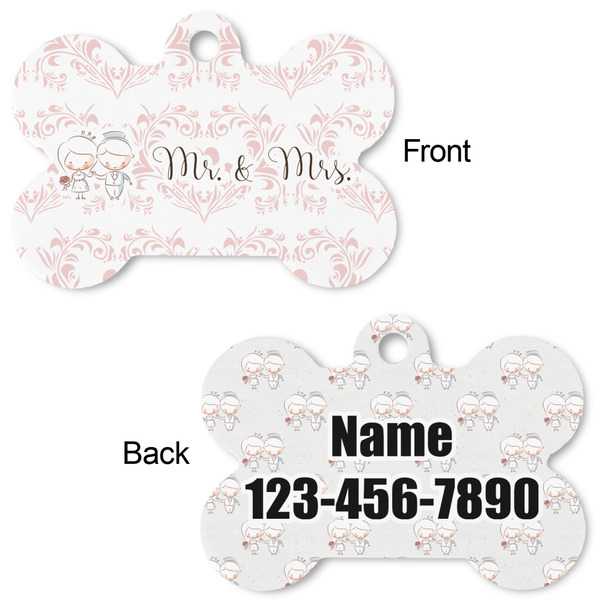 Wedding People Bone Shaped Dog Tag - Front & Back