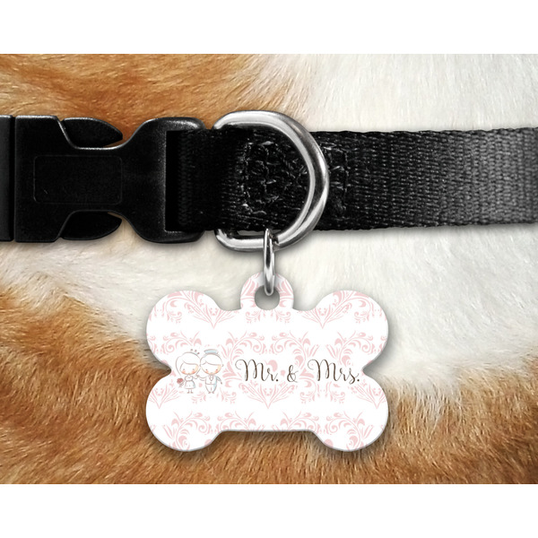 Wedding People Bone Shaped Dog Tag on Collar & Dog