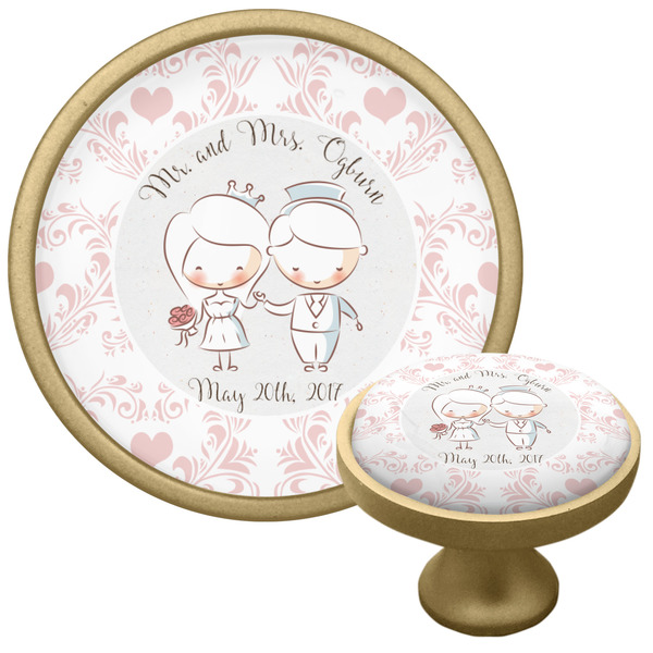 Custom Wedding People Cabinet Knob - Gold (Personalized)