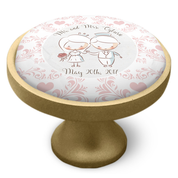 Wedding People Cabinet Knob - Gold - Side