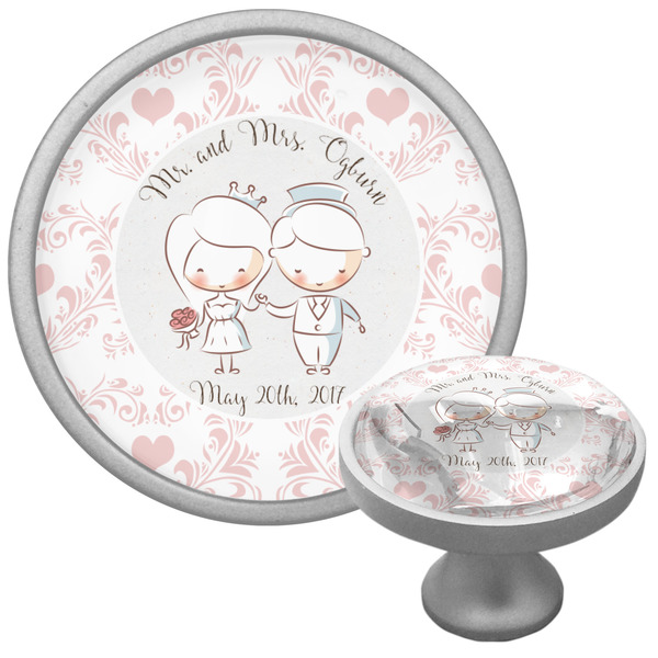 Custom Wedding People Cabinet Knob (Silver) (Personalized)
