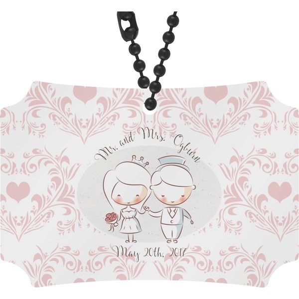 Custom Wedding People Rear View Mirror Ornament (Personalized)