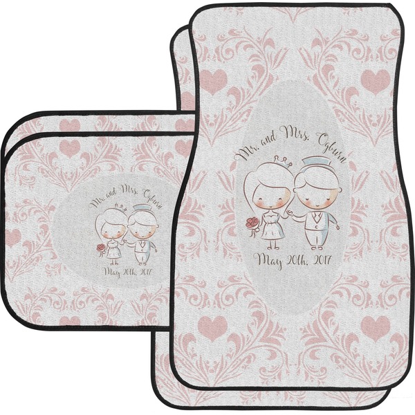 Custom Wedding People Car Floor Mats Set - 2 Front & 2 Back (Personalized)