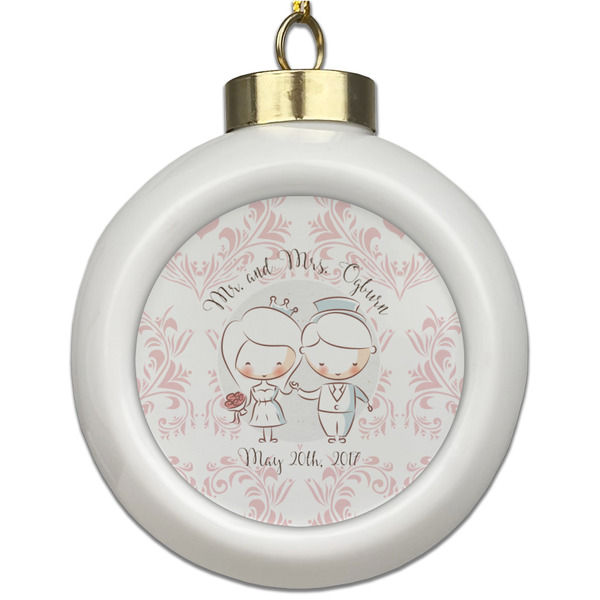 Custom Wedding People Ceramic Ball Ornament (Personalized)