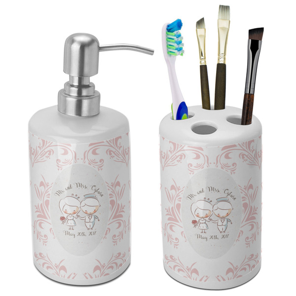 Custom Wedding People Ceramic Bathroom Accessories Set (Personalized)