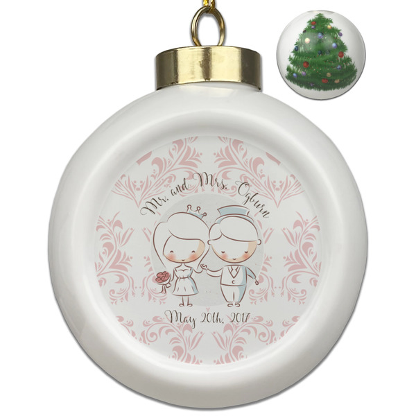 Custom Wedding People Ceramic Ball Ornament - Christmas Tree (Personalized)