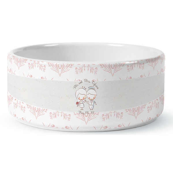 Wedding People Ceramic Dog Bowl - Medium - Front