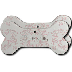 Wedding People Ceramic Dog Ornament - Front & Back w/ Couple's Names