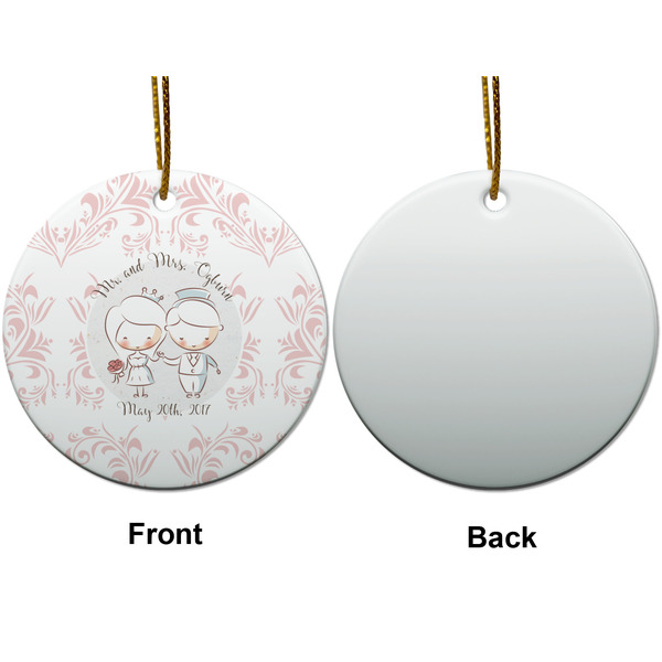 Wedding People Ceramic Flat Ornament - Circle Front & Back (APPROVAL)