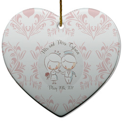 Wedding People Heart Ceramic Ornament w/ Couple's Names