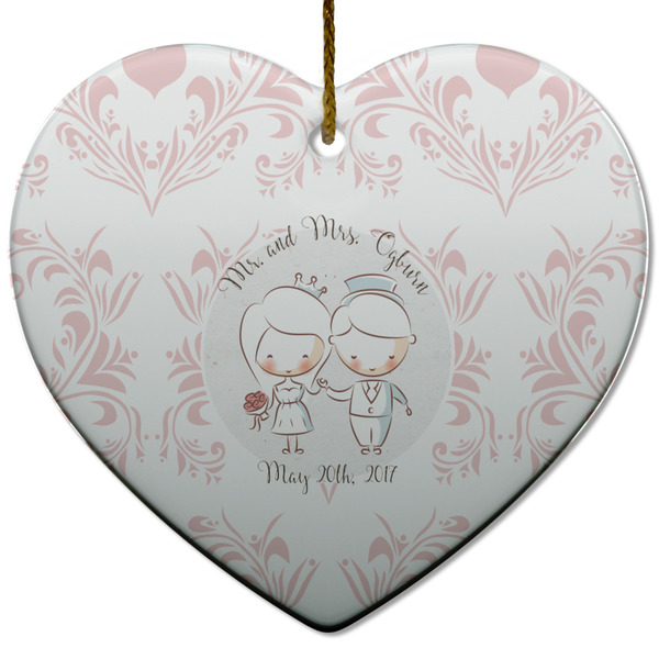 Custom Wedding People Heart Ceramic Ornament w/ Couple's Names