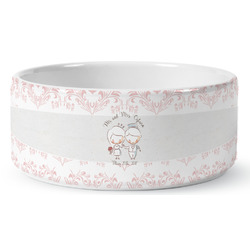 Wedding People Ceramic Dog Bowl - Large (Personalized)