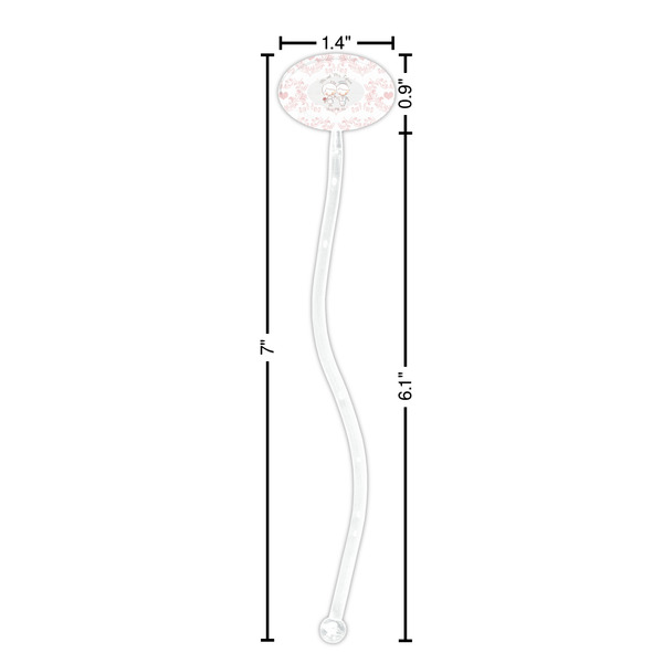 Wedding People Clear Plastic 7" Stir Stick - Oval - Dimensions