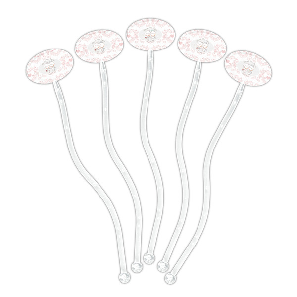 Wedding People Clear Plastic 7" Stir Stick - Oval - Fan