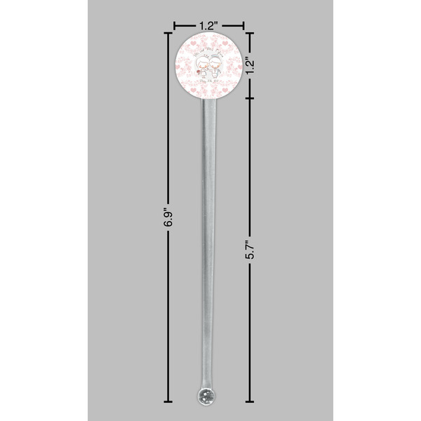 Wedding People Clear Plastic 7" Stir Stick - Round - Dimensions