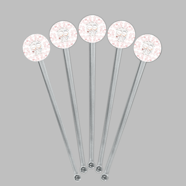 Wedding People Clear Plastic 7" Stir Stick - Round - Fan View