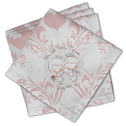 Wedding People Cloth Cocktail Napkins - Set of 4 w/ Couple's Names