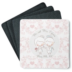 Wedding People Square Rubber Backed Coasters - Set of 4 (Personalized)