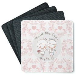 Wedding People Square Rubber Backed Coasters - Set of 4 (Personalized)