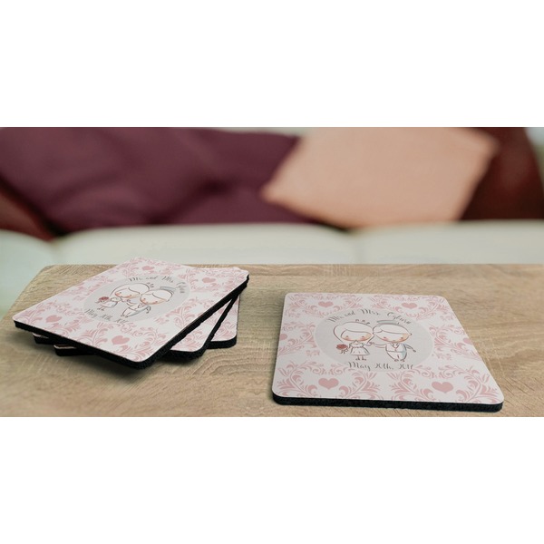 Wedding People Coaster Rubber Back - On Coffee Table
