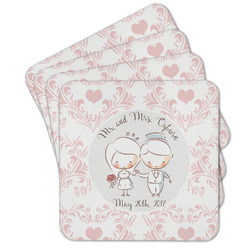 Wedding People Cork Coaster - Set of 4 w/ Couple's Names