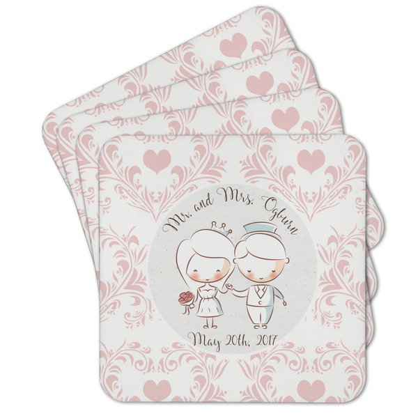 Custom Wedding People Cork Coaster - Set of 4 w/ Couple's Names