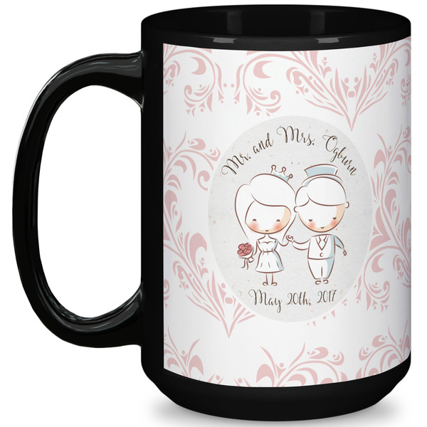 Custom Wedding People 15 Oz Coffee Mug - Black (Personalized)