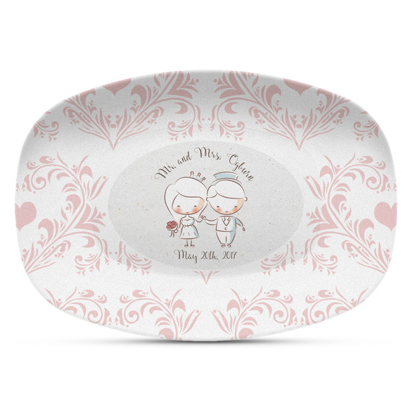 Custom Wedding People Plastic Platter - Microwave & Oven Safe Composite Polymer (Personalized)