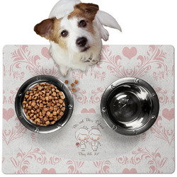 Wedding People Dog Food Mat - Medium w/ Couple's Names