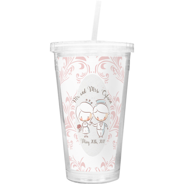 Custom Wedding People Double Wall Tumbler with Straw (Personalized)