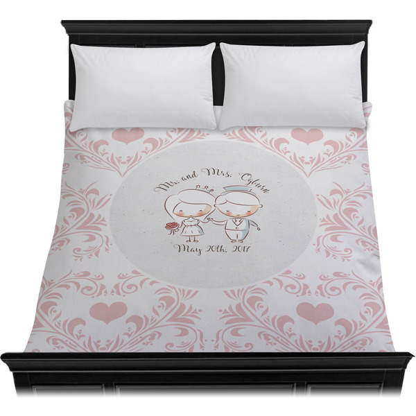 Wedding People Duvet Cover - Queen - On Bed - No Prop