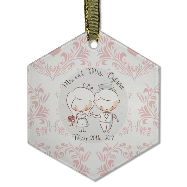 Wedding People Frosted Glass Ornament - Hexagon