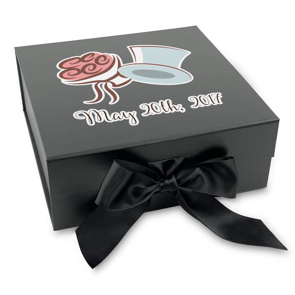 Custom Wedding People Gift Box with Magnetic Lid - Black (Personalized)