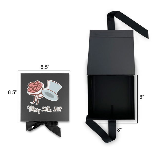 Wedding People Gift Boxes with Magnetic Lid - Black - Open & Closed