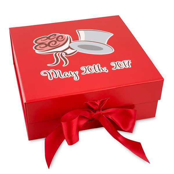 Custom Wedding People Gift Box with Magnetic Lid - Red (Personalized)