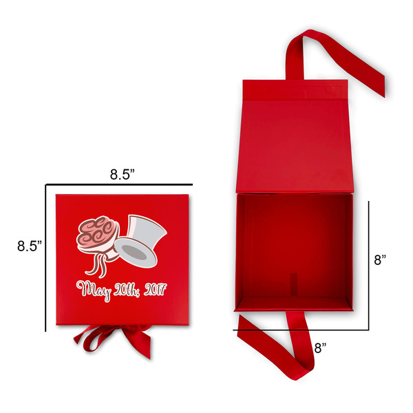 Wedding People Gift Boxes with Magnetic Lid - Red - Open & Closed