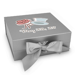 Wedding People Gift Box with Magnetic Lid - Silver (Personalized)