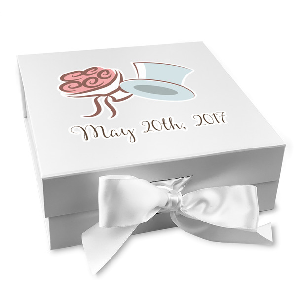 Custom Wedding People Gift Box with Magnetic Lid - White (Personalized)