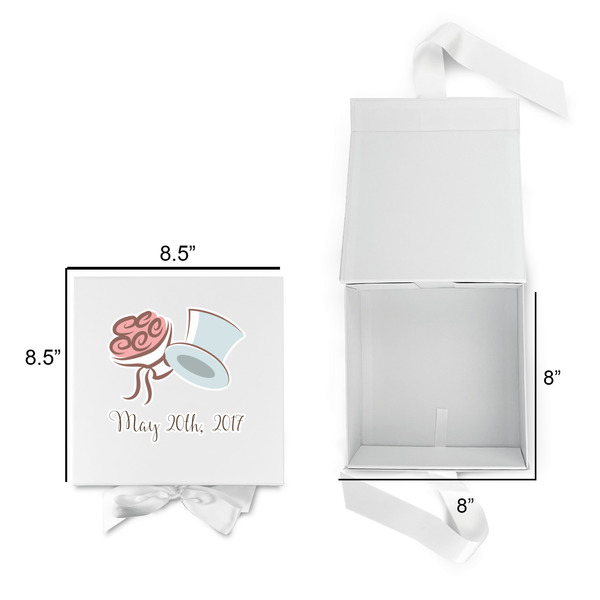 Wedding People Gift Boxes with Magnetic Lid - White - Open & Closed