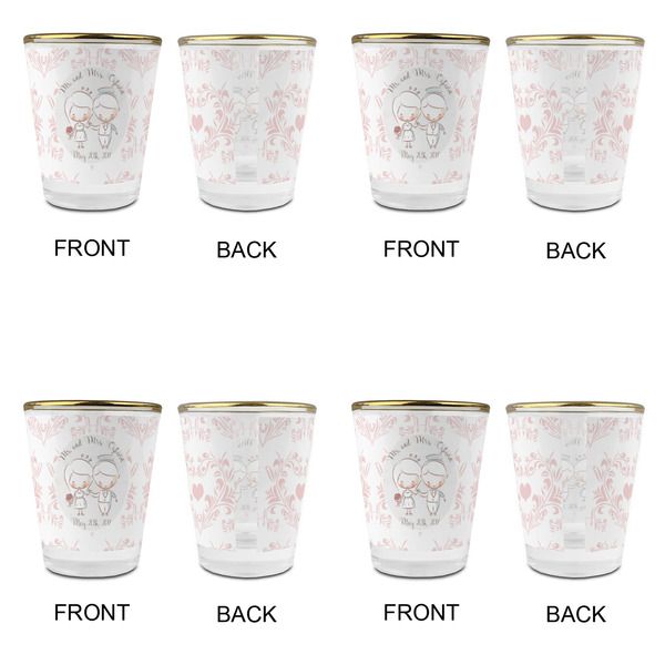 Wedding People Glass Shot Glass - with gold rim - Set of 4 - APPROVAL
